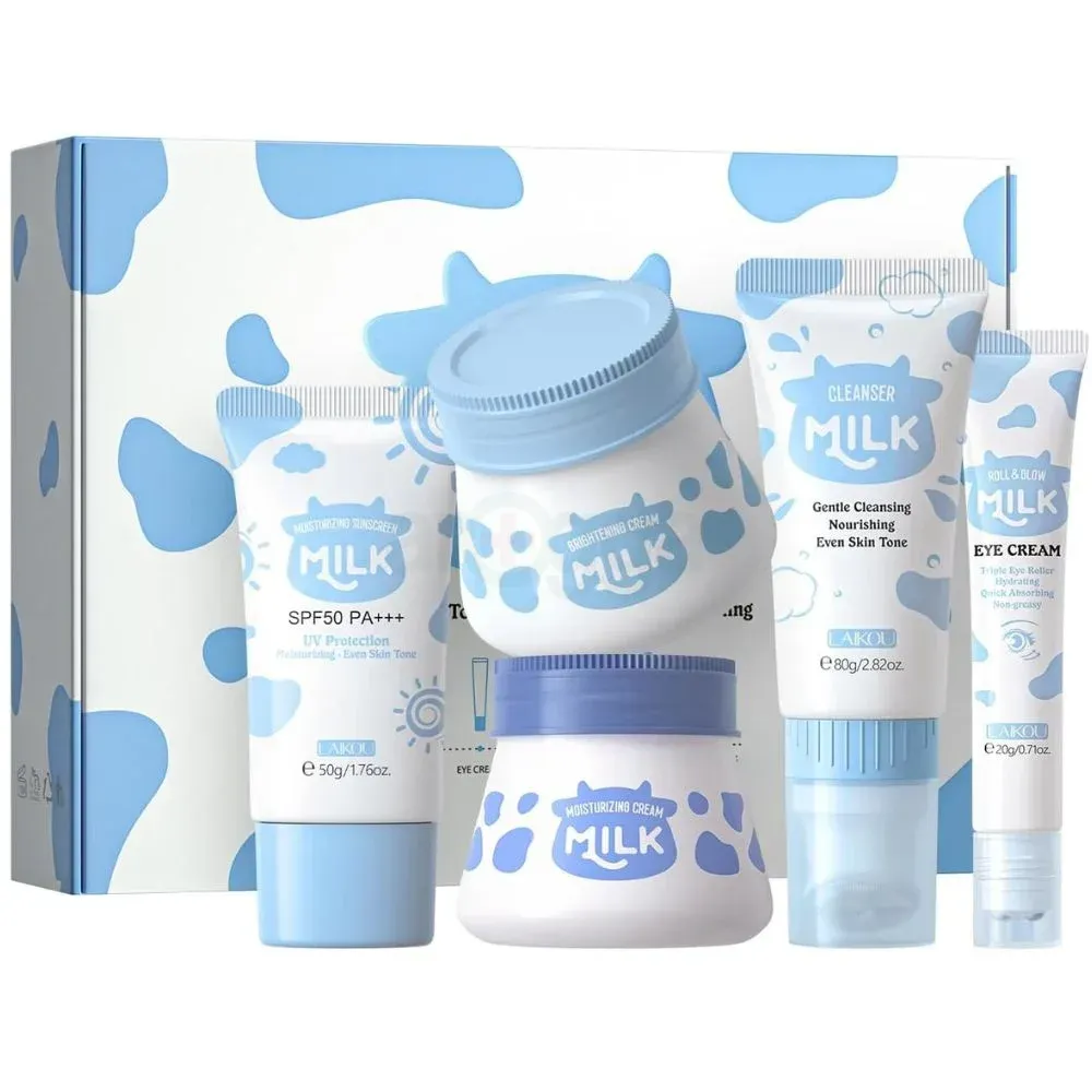 Laikou Milk Skincare 5 Pcs Set (Cleanser + Eye Cream + Mosturizing Cream + Brightening Cream + Sunscreen)  
