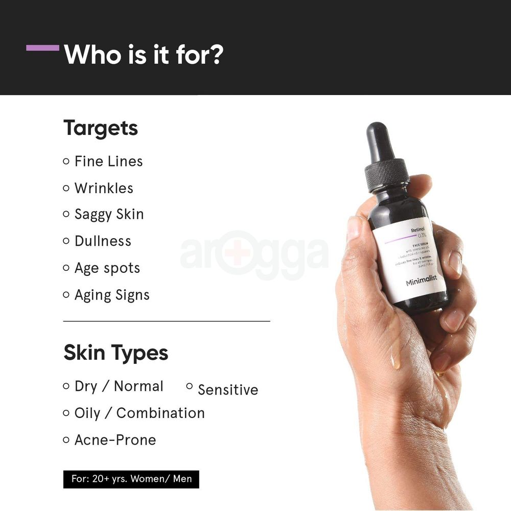 Minimalist 0.3% Retinol Face Serum for All Skin Types 30ml  