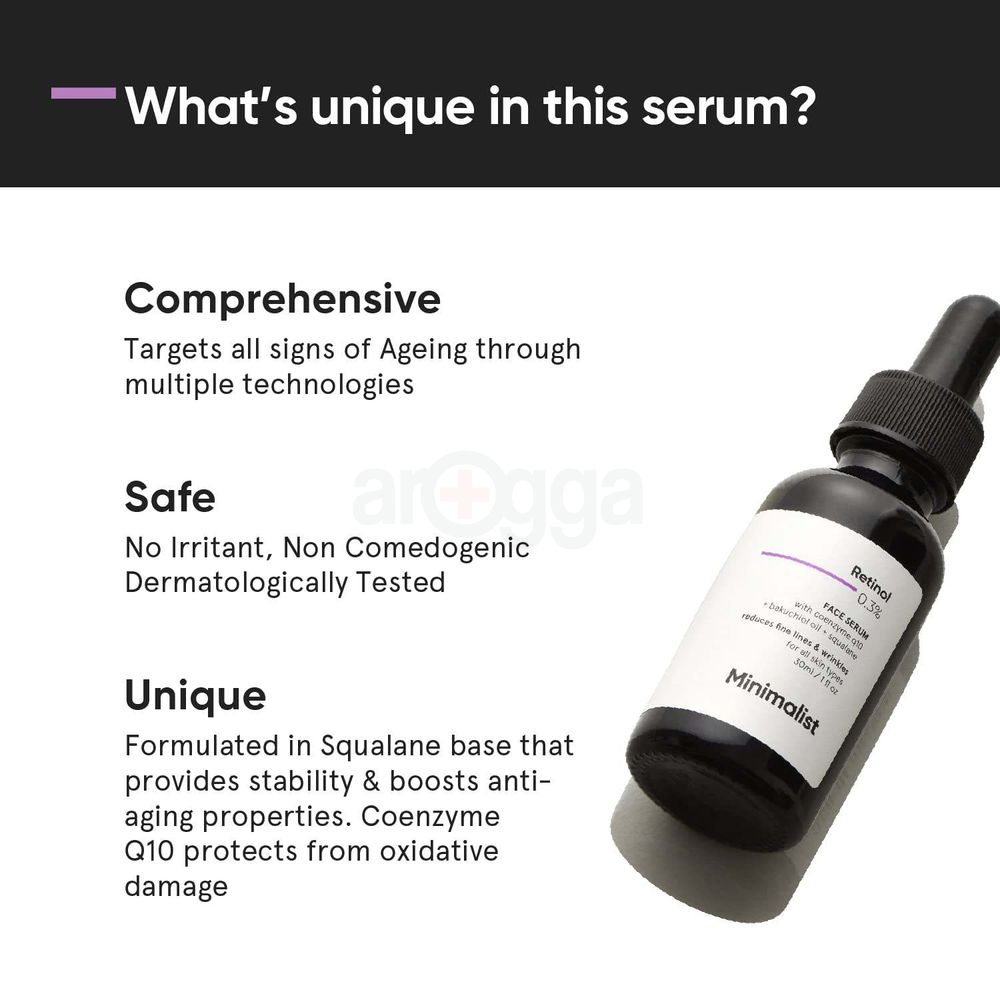 Minimalist 0.3% Retinol Face Serum for All Skin Types 30ml  