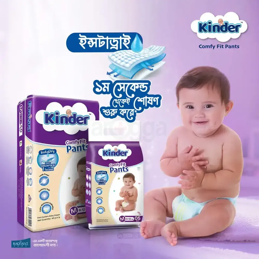 Kinder Diaper Comfy Fits Pants M (6-12Kg) 5 Pcs  