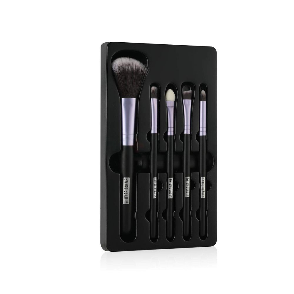 Swiss Beauty 5 Pcs Makeup Brush Set - Purple 03  