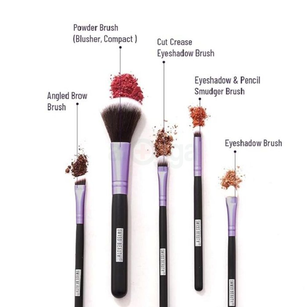 Swiss Beauty 5 Pcs Makeup Brush Set - Purple 03  
