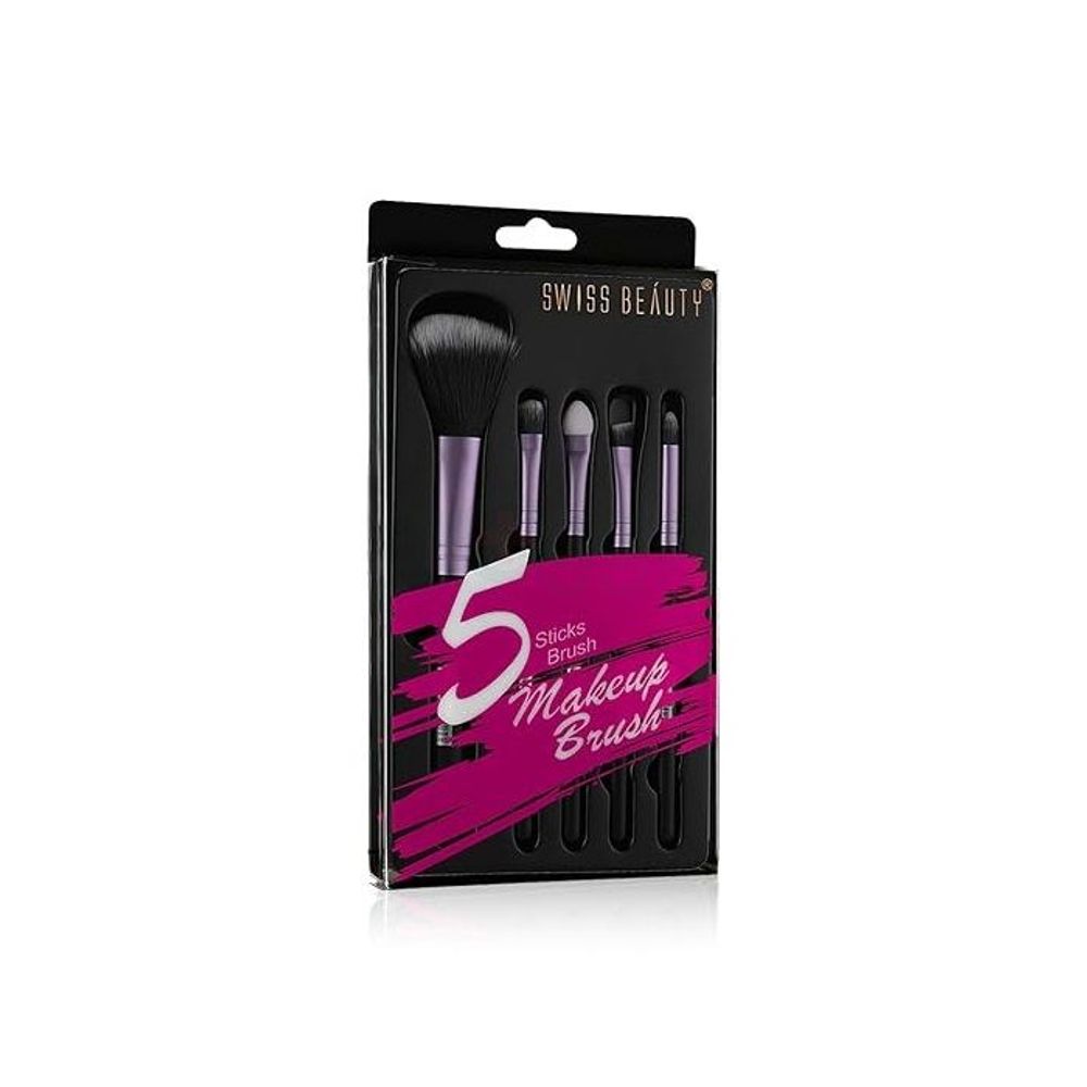 Swiss Beauty 5 Pcs Makeup Brush Set - Purple 03  
