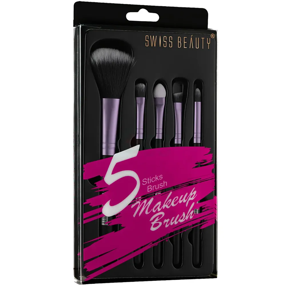 Swiss Beauty 5 Pcs Makeup Brush Set - Pink 02  