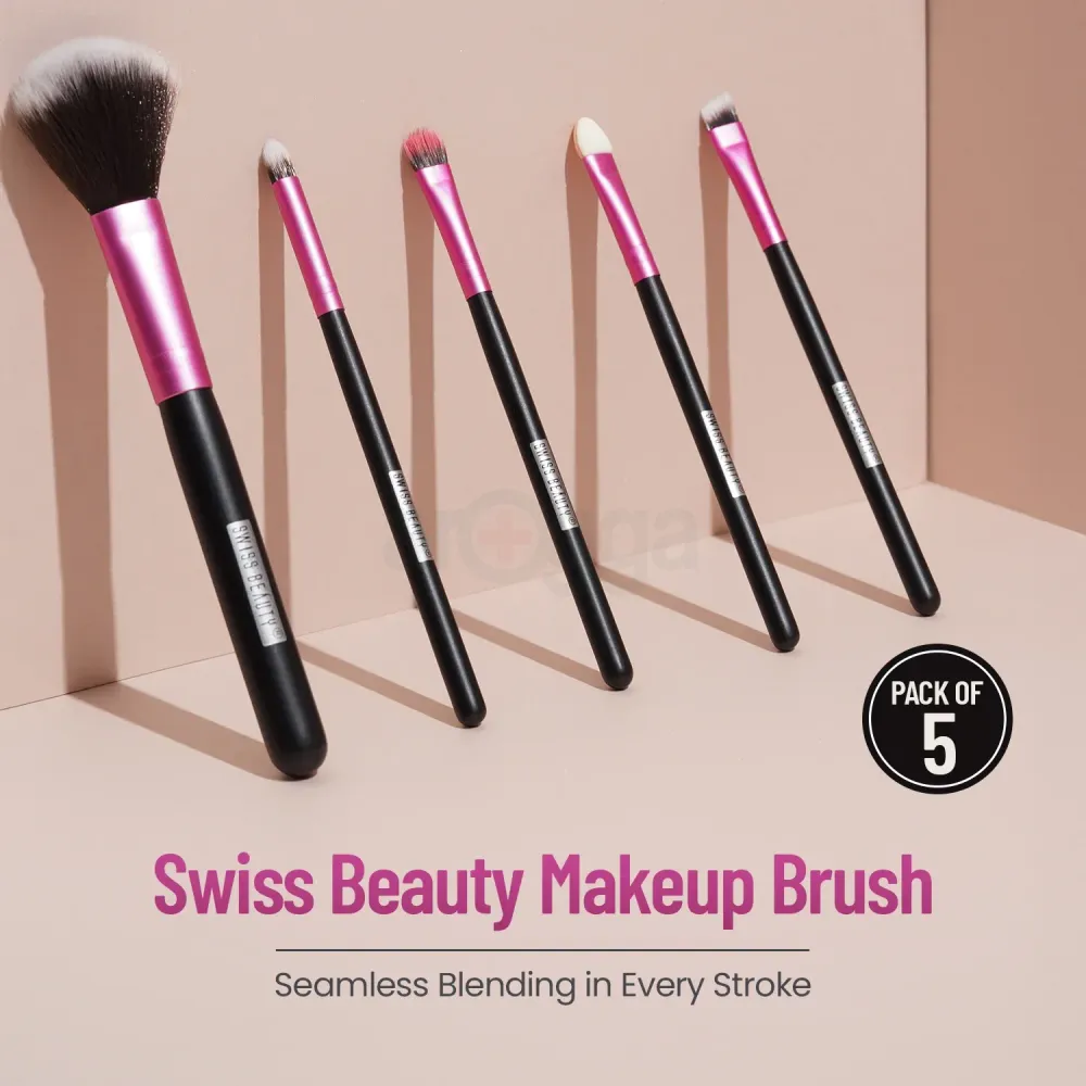 Swiss Beauty 5 Pcs Makeup Brush Set - Pink 02  