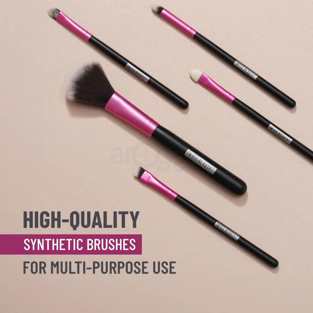Swiss Beauty 5 Pcs Makeup Brush Set - Pink 02  