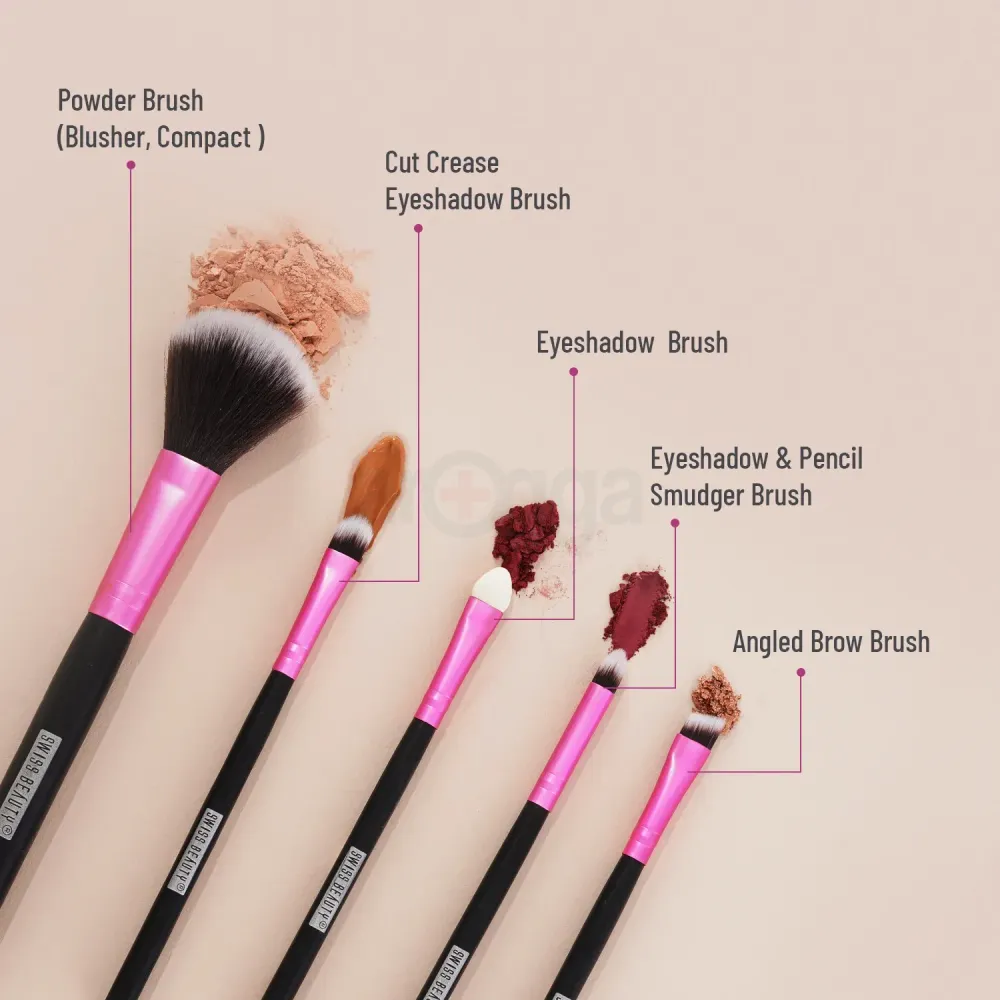 Swiss Beauty 5 Pcs Makeup Brush Set - Pink 02  