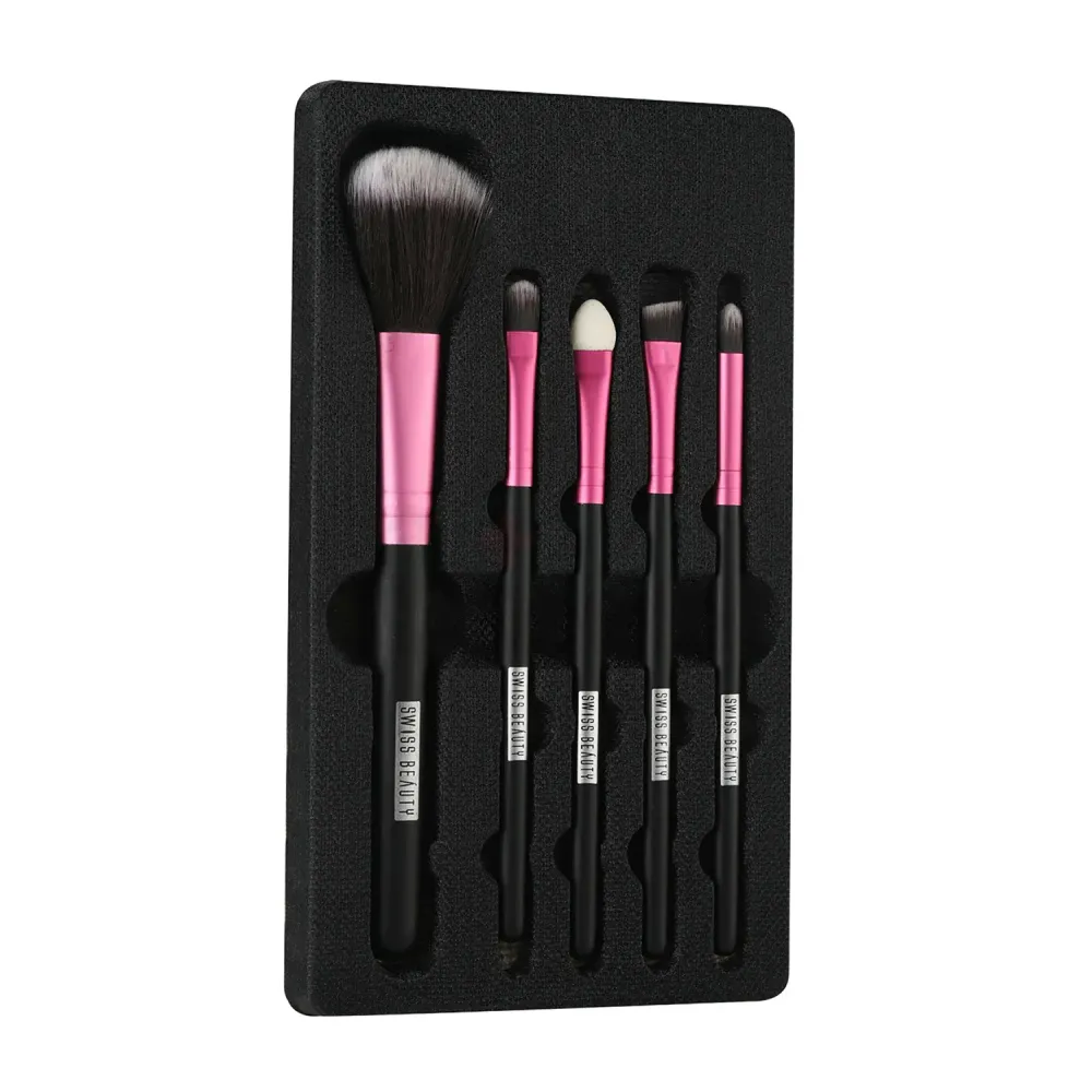 Swiss Beauty 5 Pcs Makeup Brush Set - Pink 02  