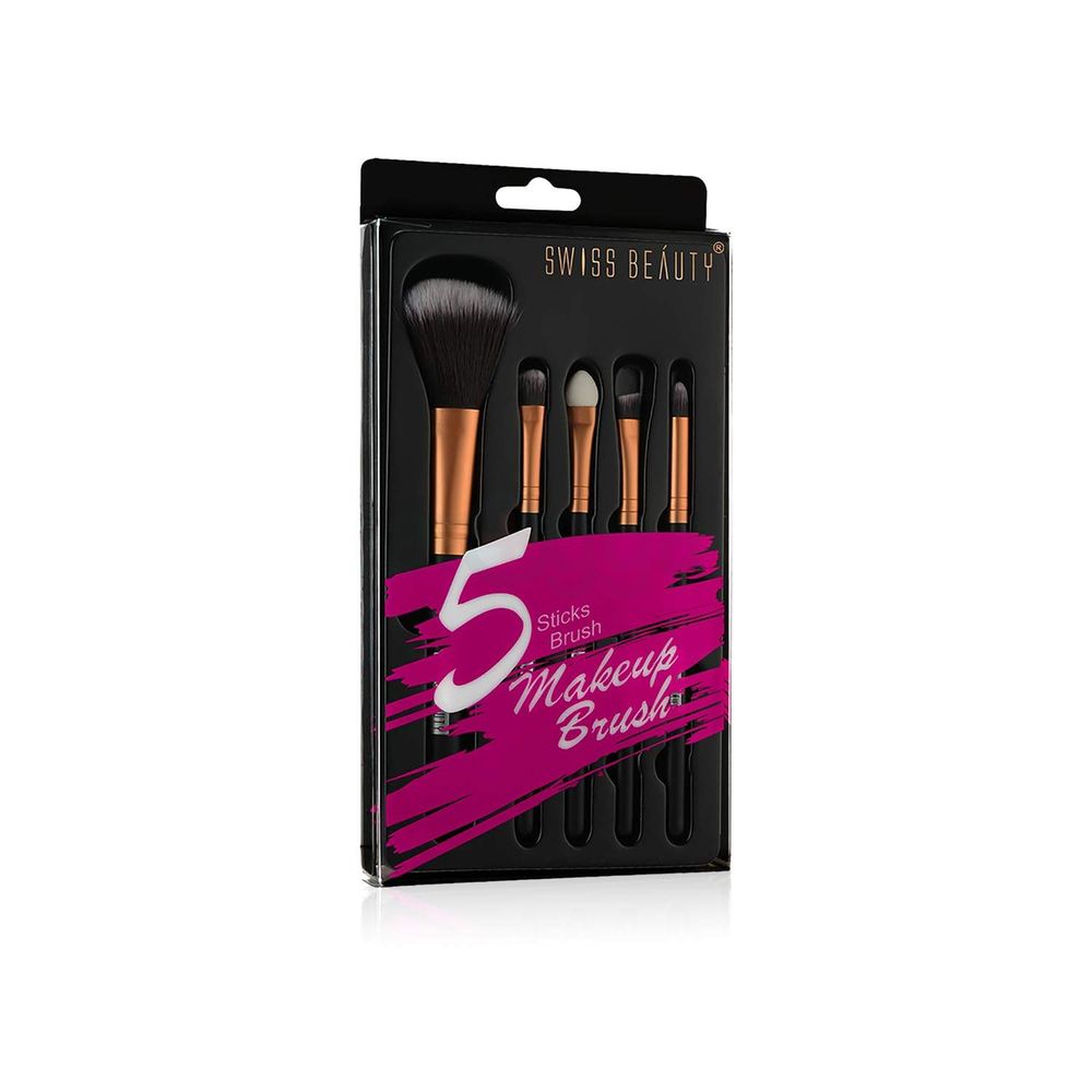 Swiss Beauty 5 Pcs Makeup Brush Set - Golden 01  