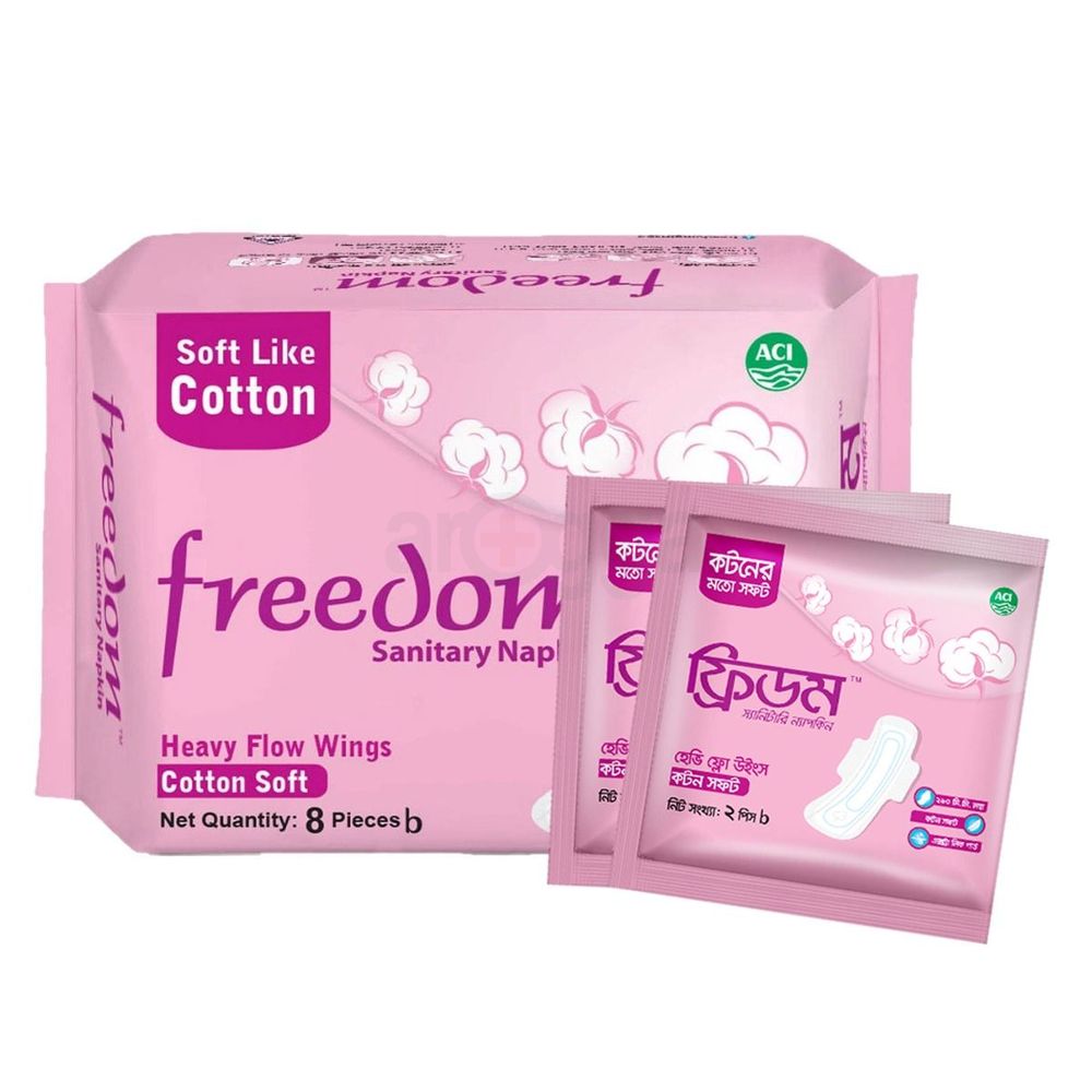 Buy 1 Freedom Sanitary Napkin Heavy Flow Cotton 8 pads Get 2Pcs Cotton 2pads Free  