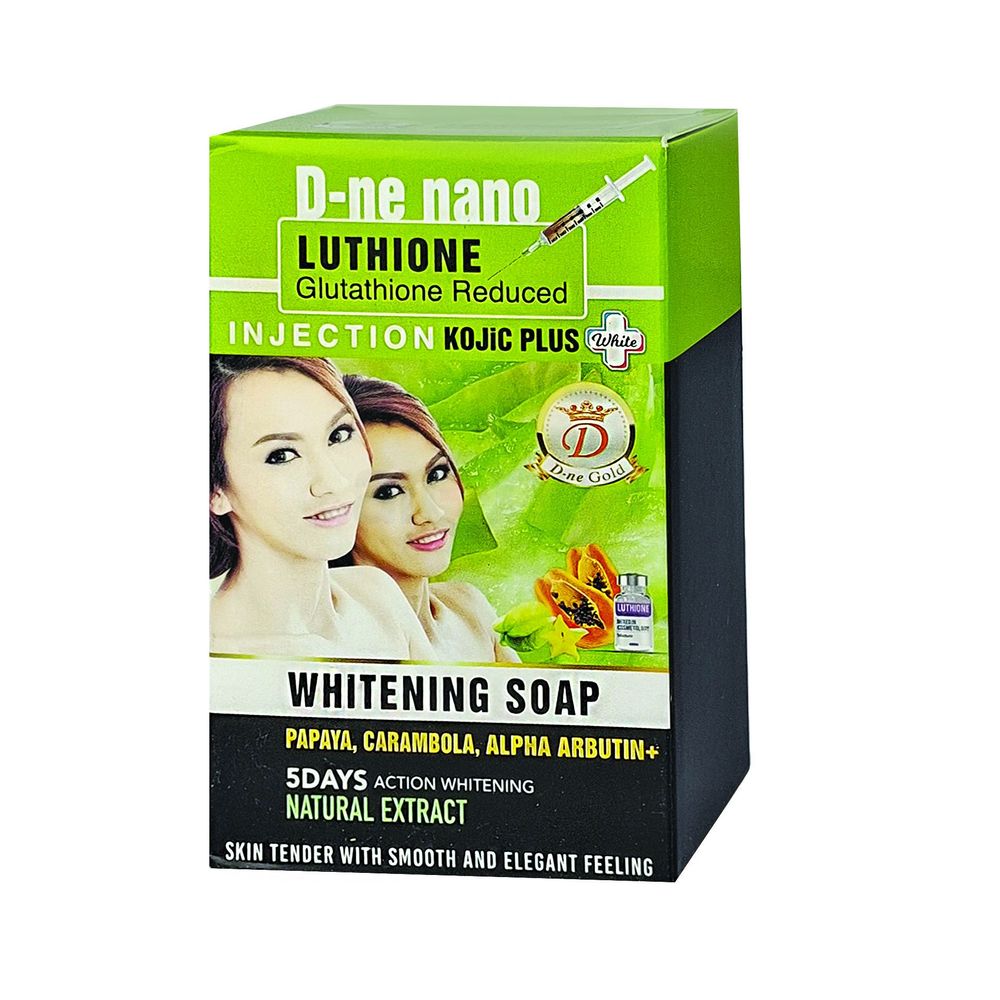 D-Ne Nano Luthione Glutathione Reduced Injection Kojic Plus Whitening Soap (Papaya,Carambola,Alpha Arbutin+) 160gm  
