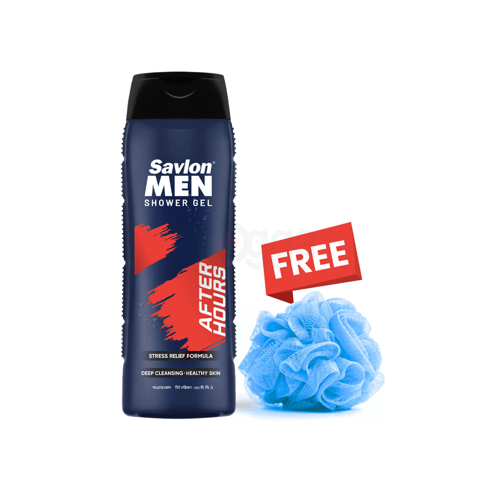 Savlon MEN After Hours Shower Gel/Bodywash 250ml with Loofah Free  