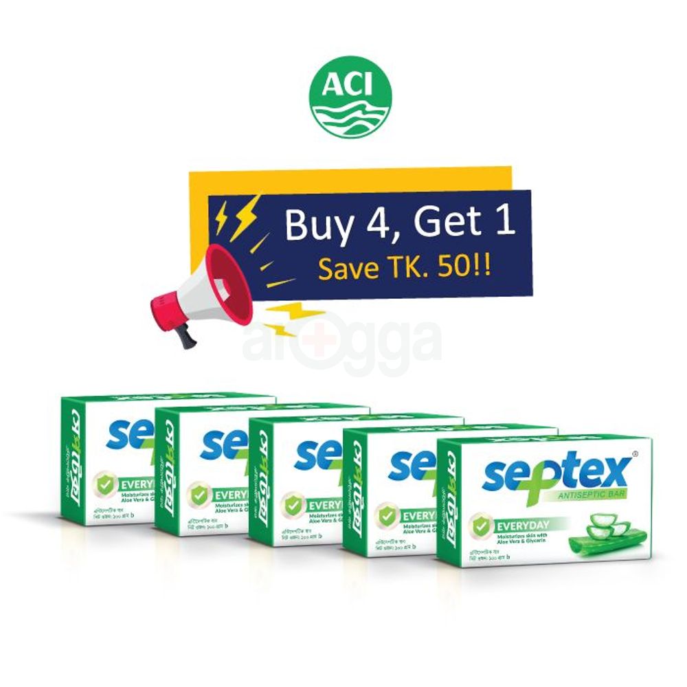 Buy 4 Septex Everyday Antiseptic Bar 100g Get 1 free  