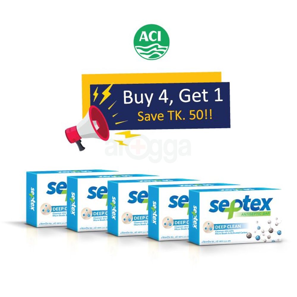 Buy 4 Septex Deep Clean Antiseptic Bar 100g Get 1 free  