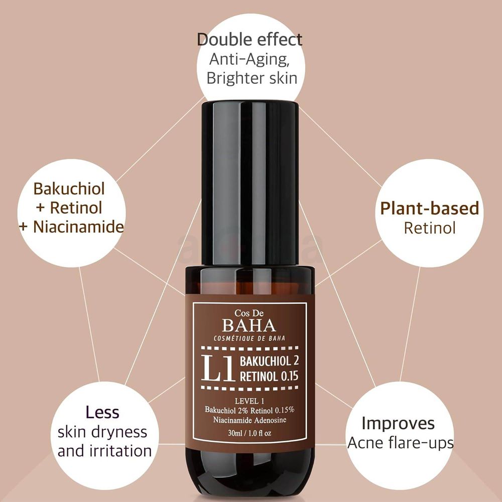 Cos De BAHA L3 Serum with Level 3 Bakuchiol 2% and Retinol 1.0%  