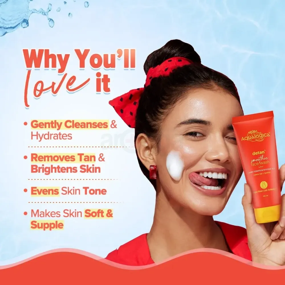 Aqualogica Detan Smoothie Face Wash with Cherry Tomato & Glycolic Acid  