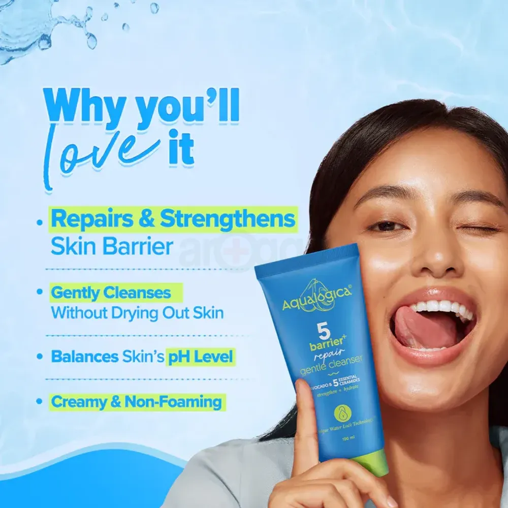 Aqualogica 5 Barrier Repair Gentle Cleanser with Avocado & 5 Essential Ceramides  
