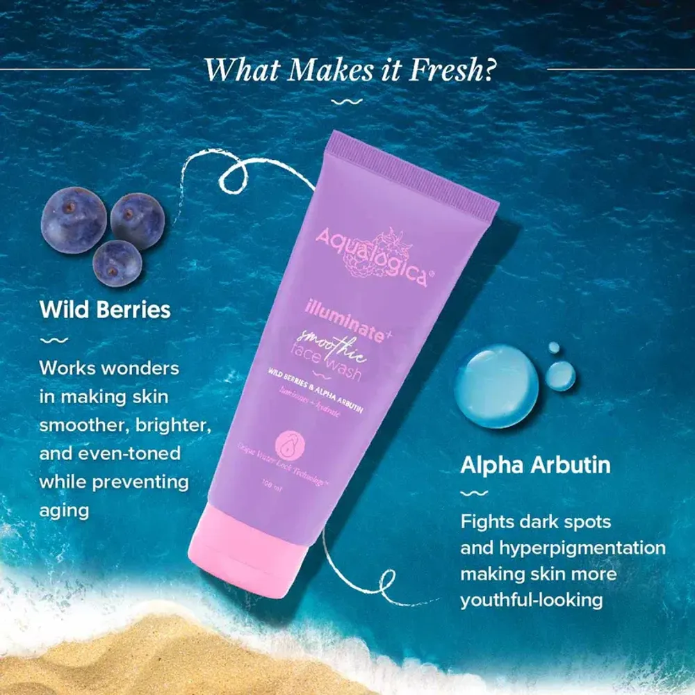 Aqualogica Illuminate Smoothie Face Wash with Wild Barries & Alpha Arbutin  