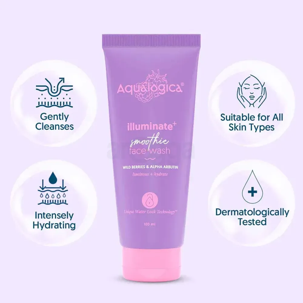 Aqualogica Illuminate Smoothie Face Wash with Wild Barries & Alpha Arbutin  
