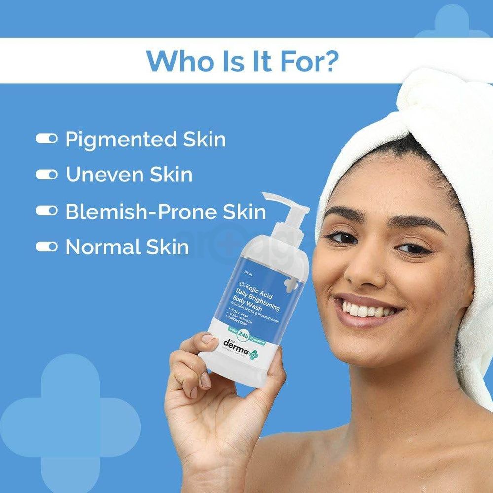 The Derma Co 1% Kojic Acid Daily Brightening Body Wash for Dark Spots & Pigmentation  