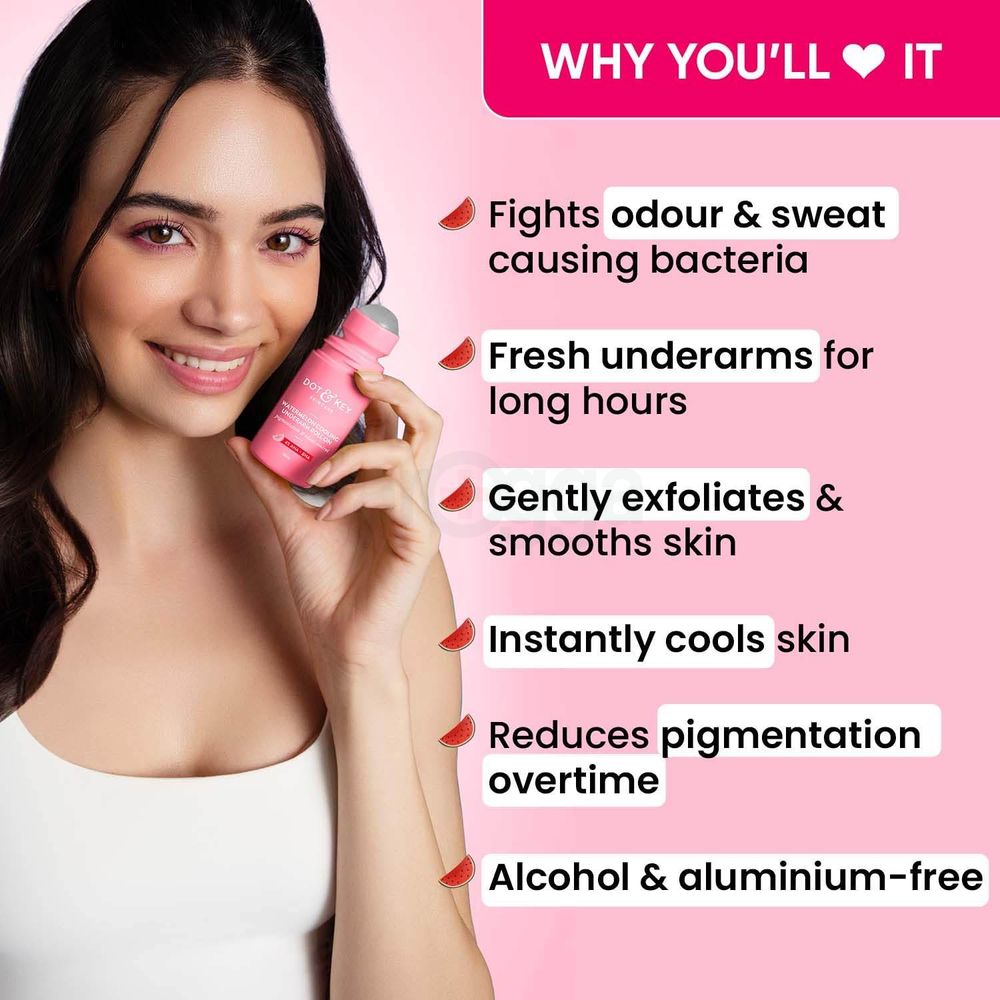 Dot and Key Watermelon Cooling Underarm Roll On for Pigmentation & Odor Control  