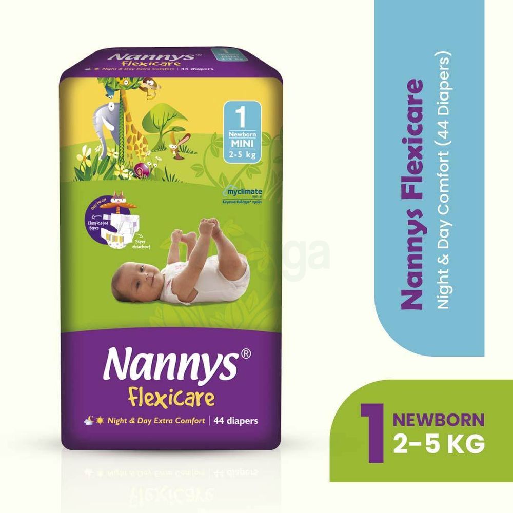 Nannys Flexicare Belt System Baby Diaper Premium 44pcs - Mini (2-5kg)   