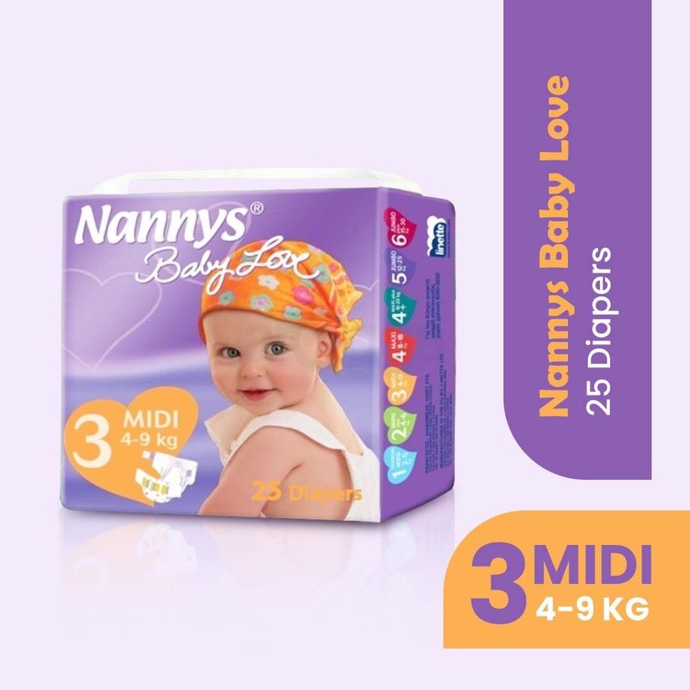 Nannys Baby Love Belt System Diaper 25pcs - Midi (4-9kg)  