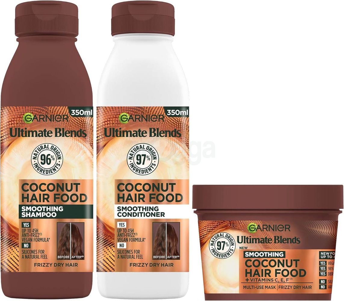 Garnier Ultimate Blends Coconut Hair Food Smoothing Shampoo for Frizzy Dry Hair  
