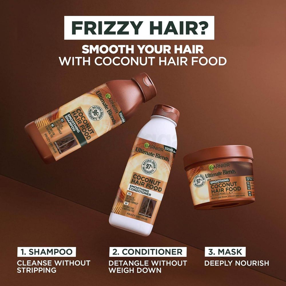 Garnier Ultimate Blends Coconut Hair Food Smoothing Shampoo for Frizzy Dry Hair  