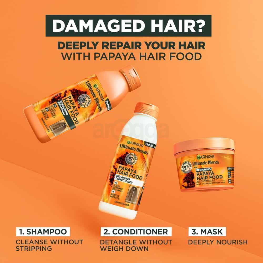 Garnier Ultimate Blends Papaya Hair Food Repairing Shampoo for Damaged Hair  