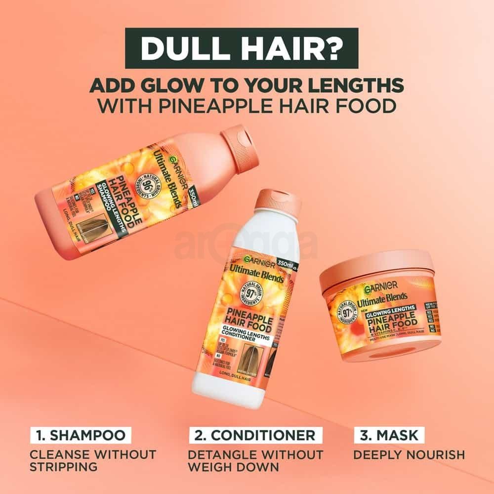 Garnier Ultimate Blends Pineapple Hair Food Glowing Lengths Shampoo for Long, Dull Hair 350ml  