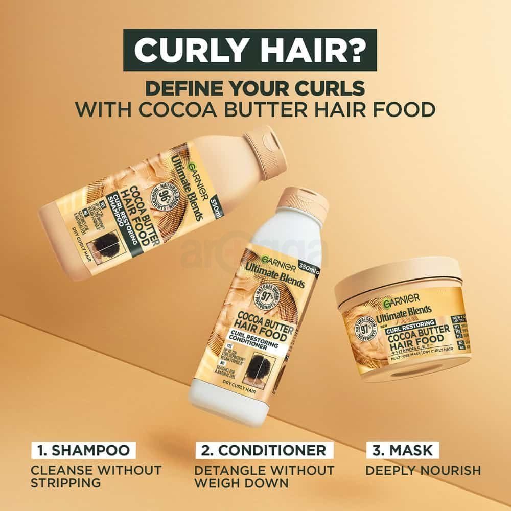 Garnier Ultimate Blends Cocoa Butter Hair Food Curl Restoring Conditioner for Dry Curly Hair  