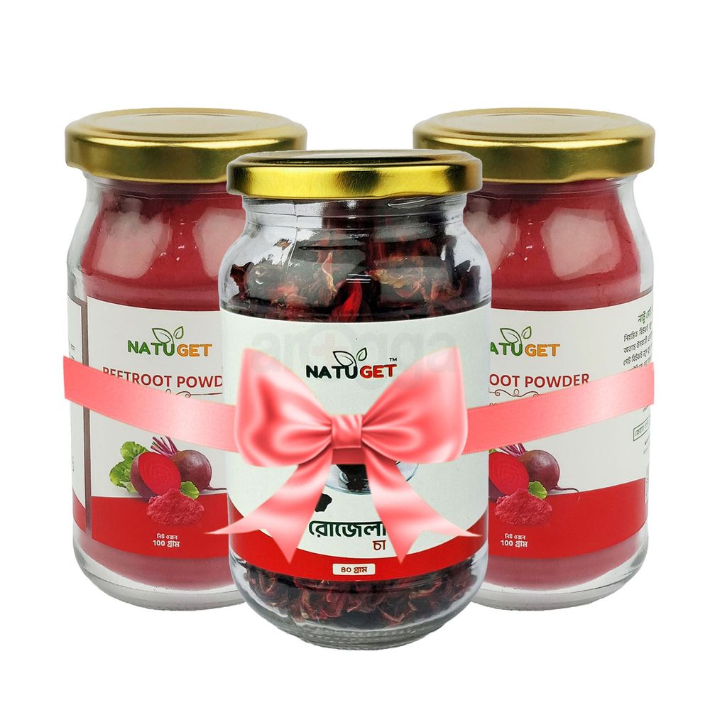 Buy 2 Natuget Beetroot Powder (বিটরুট পাউডার) 100g Get 1 Natuget Hibiscus Tea (রোজেলা চা) 40g Free  