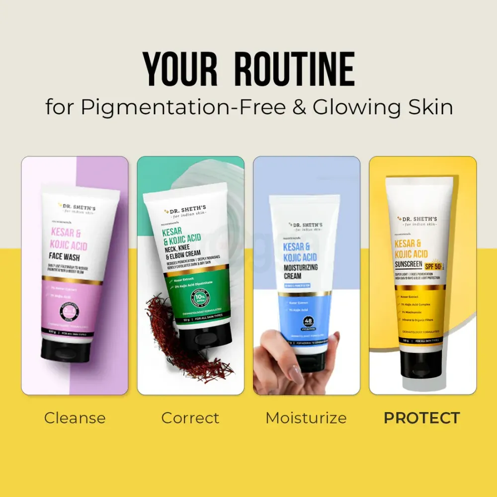 Dr. Sheth's Kesar & Kojic Acid High UVA & UVB Protection Sunscreen SPF 50+ PA ++++   