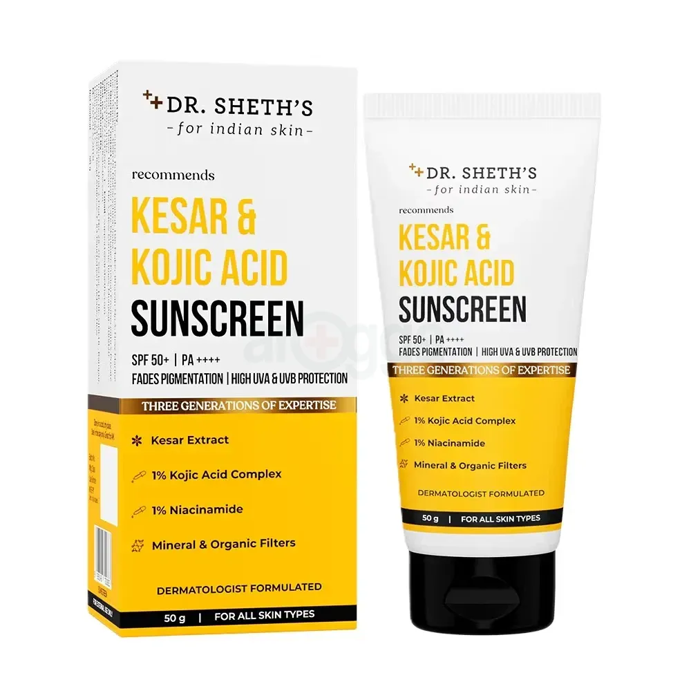 Dr. Sheth's Kesar & Kojic Acid High UVA & UVB Protection Sunscreen SPF 50+ PA ++++   