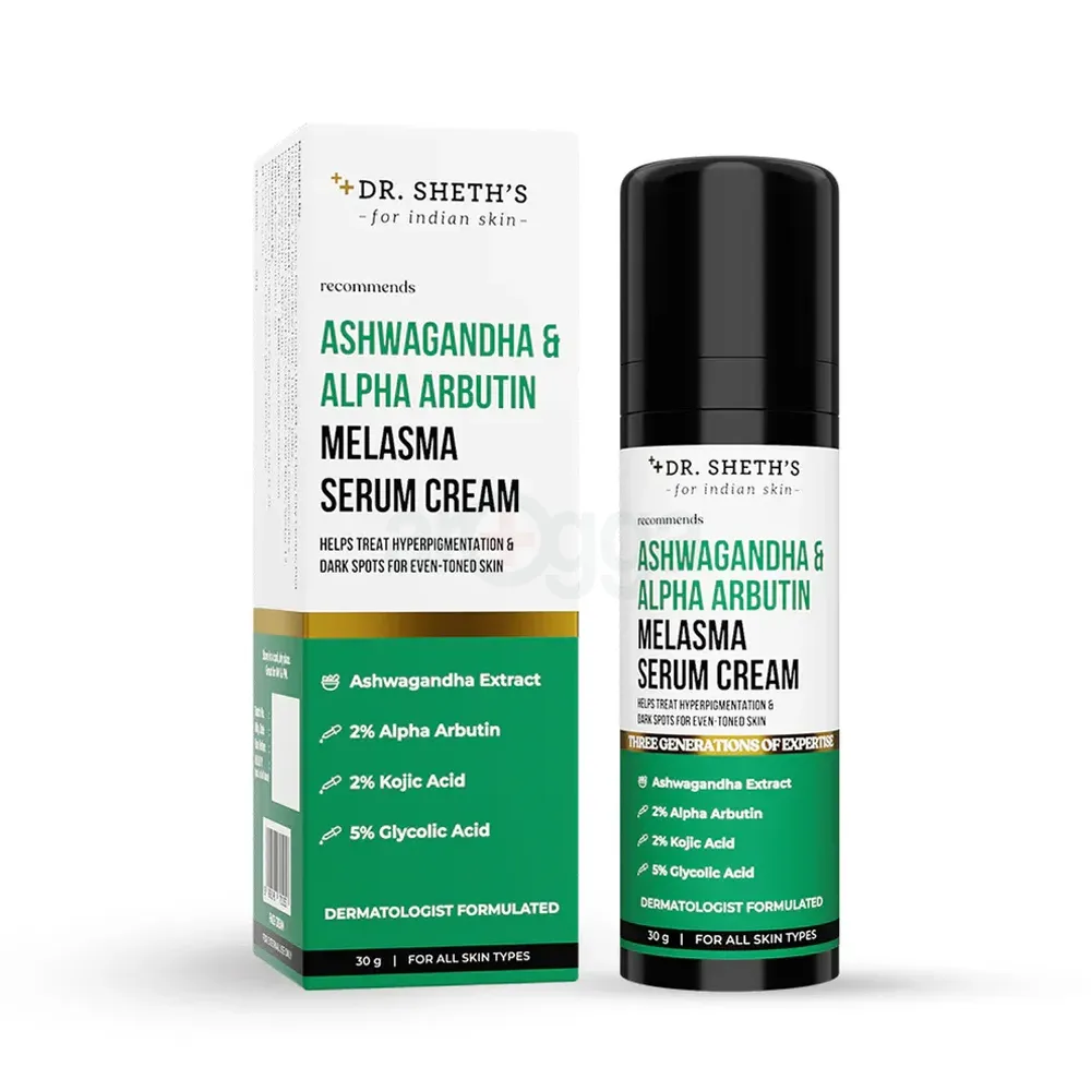 Dr. Sheth's Ashwagandha & Alpha Arbutin Melasma Serum Cream for All Skin Types  