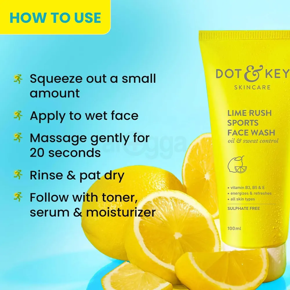 Dot and Key Lime Rush Sports Face Wash for Oil & Sweat Control  