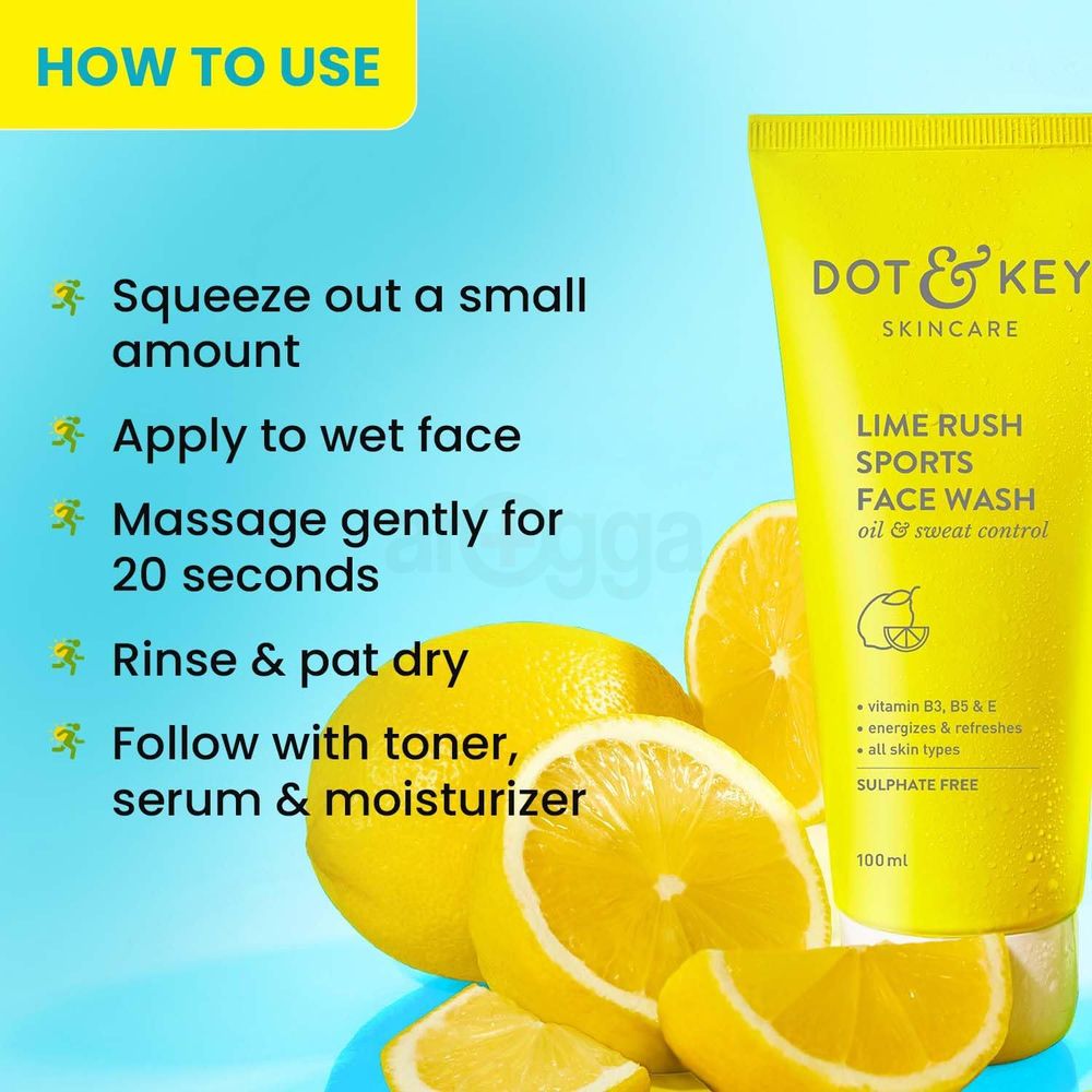 Dot and Key Lime Rush Sports Face Wash for Oil & Sweat Control  