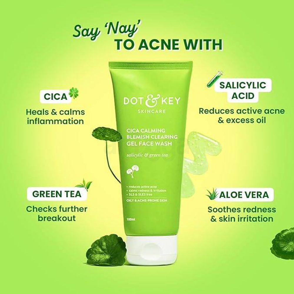 Dot and Key Cica Calming Blemish Clearing Face Wash with Salicylic Acid & Green Tea  