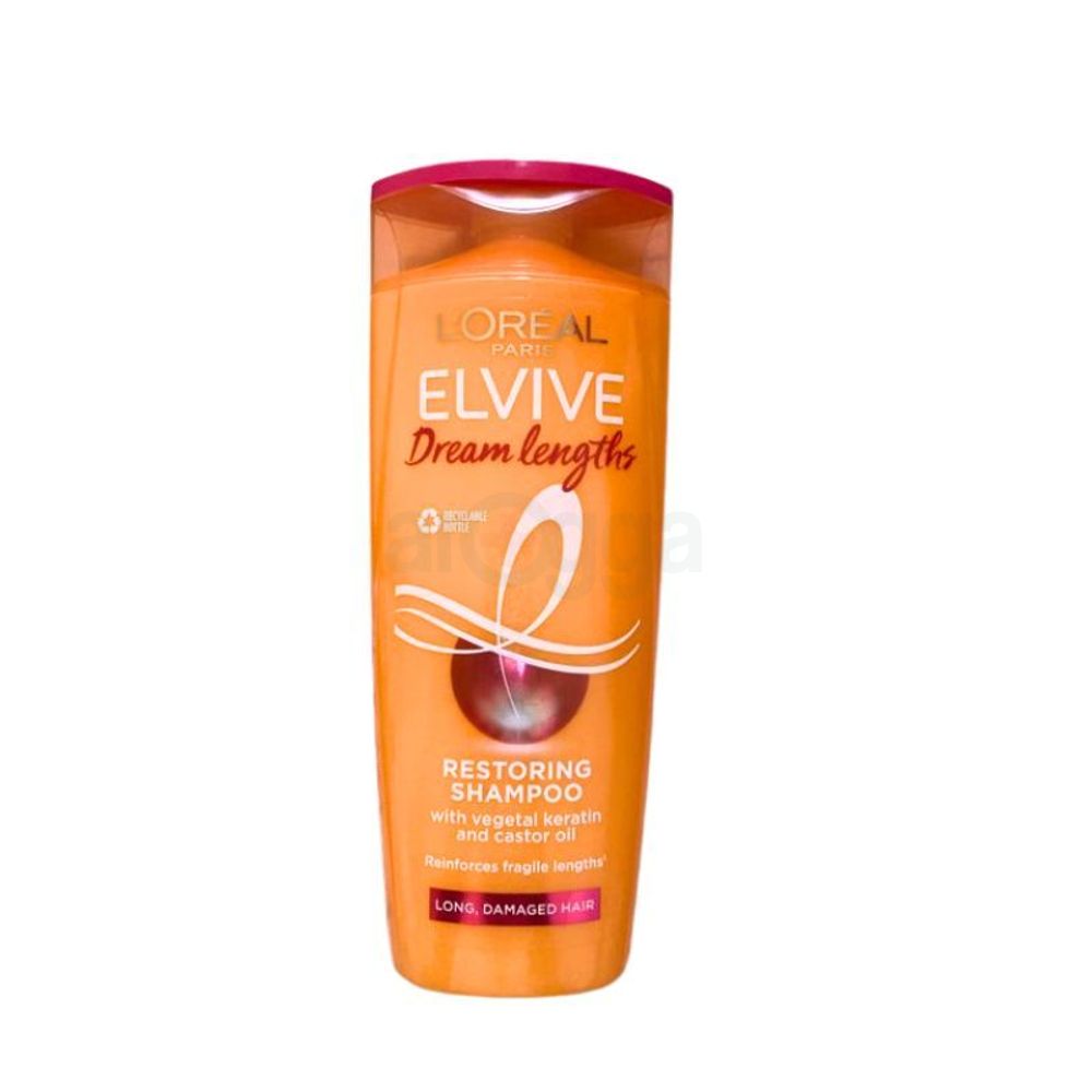 Loreal Paris Elvive Dream Lengths Restoring Shampoo with Vegetal Keratin and Castor Oil for Long and Damaged Hair 400ml  