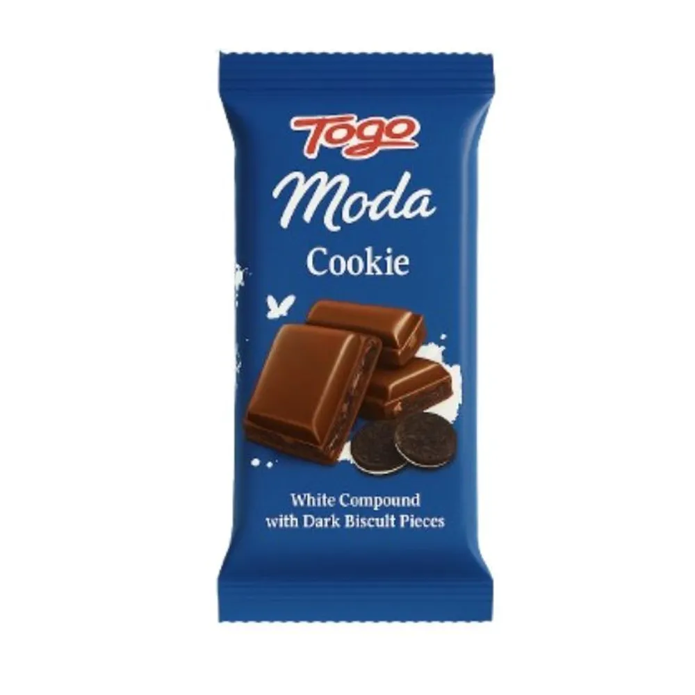 Togo Moda Cookie – White Compound with Dark Biscuit Pieces  40g  