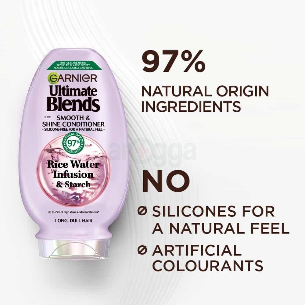 Garnier Ultimate Blends Rice Water Infusion & Starch Smooth & Shine Conditioner for Long, Dull Hair 250ml  
