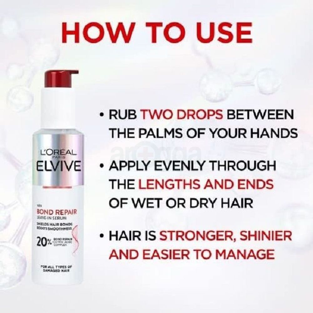 Loreal Paris Elvive Bond Repair Leave in Serum with 20% Bond Repair Complex with Citric Acid for All Types of Damaged Hair  