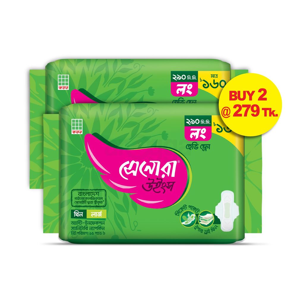 Senora Wings Long Heavy Flow Sanitary Napkin 290mm - 15 pads (Buy 2 & Get Only 279 TAKA)  