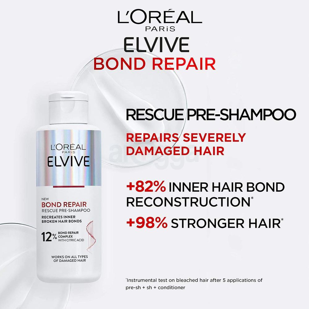 Loreal Paris Elvive Bond Repair Rescue Pre Shampoo with 12% Bond Repair Complex & Citric Acid for All Types of Damaged Hair  