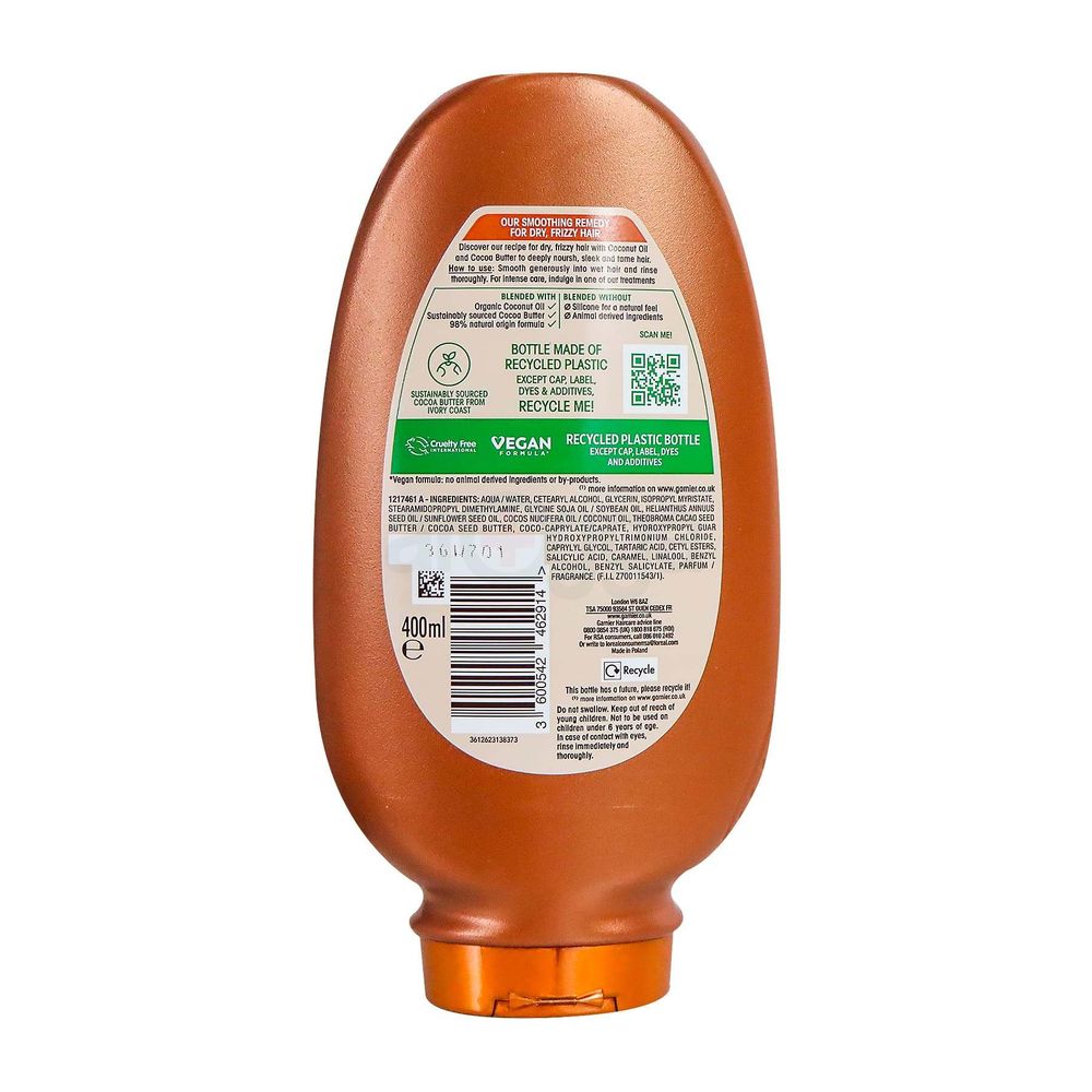 Garnier Ultimate Blends Smoothing Conditioner with Coconut Oil & Butter for Dry & Frizzy Hair  