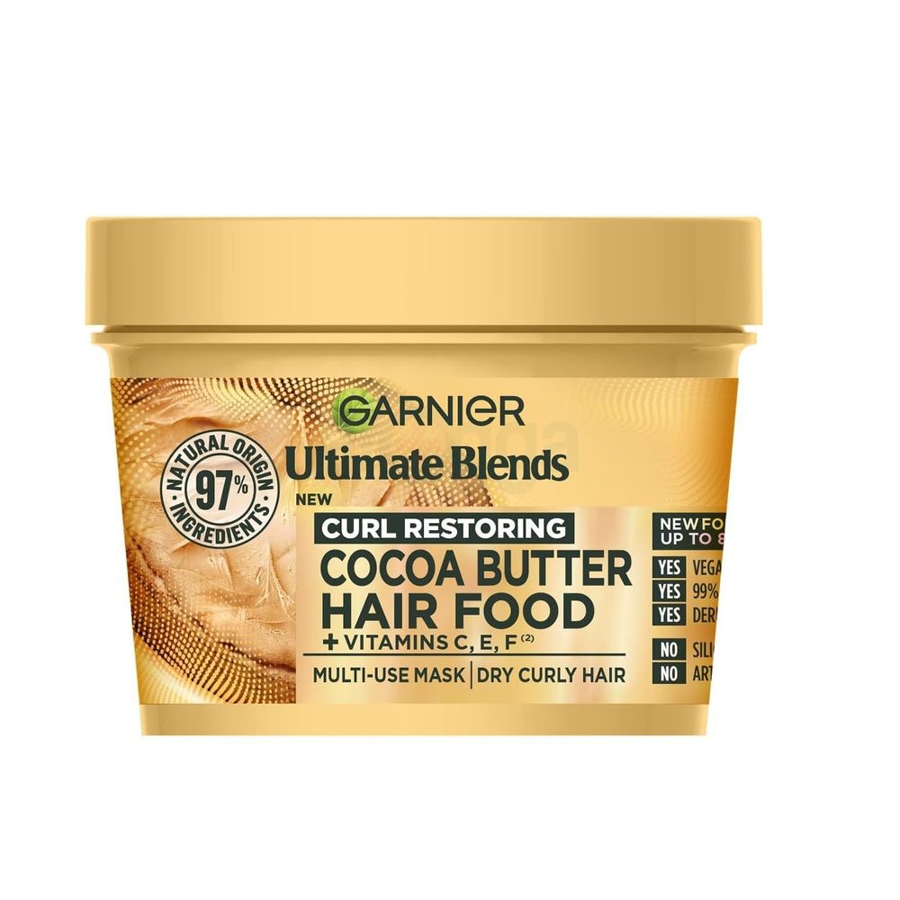 Garnier Ultimate Blends Curl Restoring Cocoa Butter Hair Food Mask with Vitamin C,E & F for Dry Curly Hair  