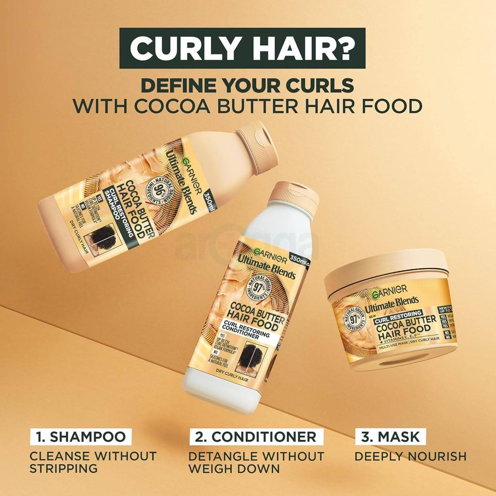 Garnier Ultimate Blends Curl Restoring Cocoa Butter Hair Food Mask with Vitamin C,E & F for Dry Curly Hair  