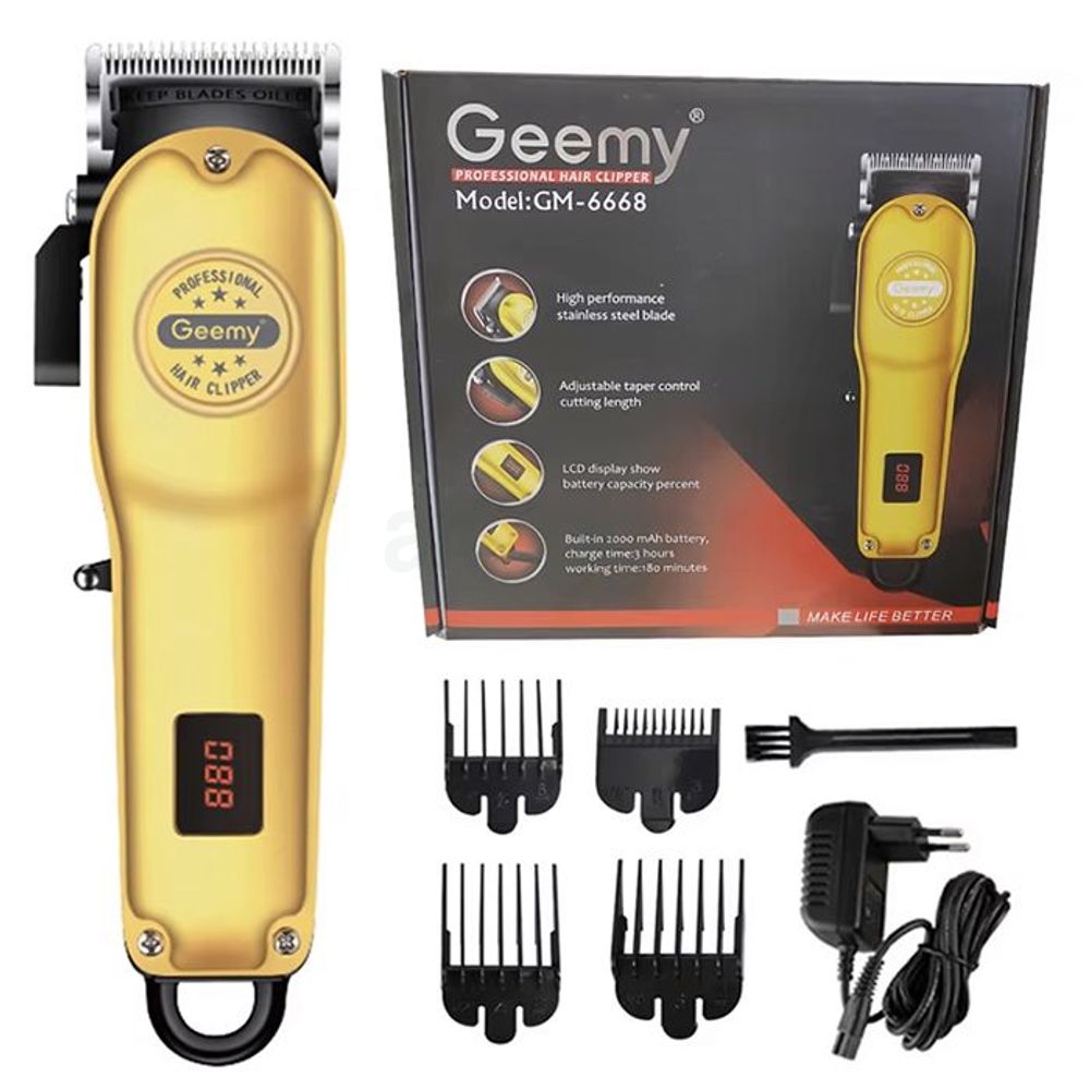 Geemy GM-6668 Rechargeable Hair Trimmer 2000mAh Battery  