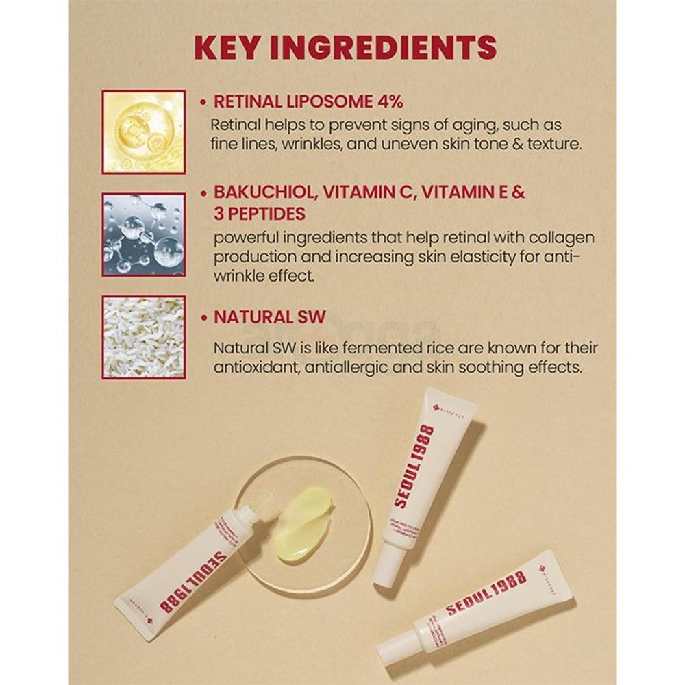K Secret Seoul 1988 Eye Cream with Retinol Liposome 4% + Fermented Bean  